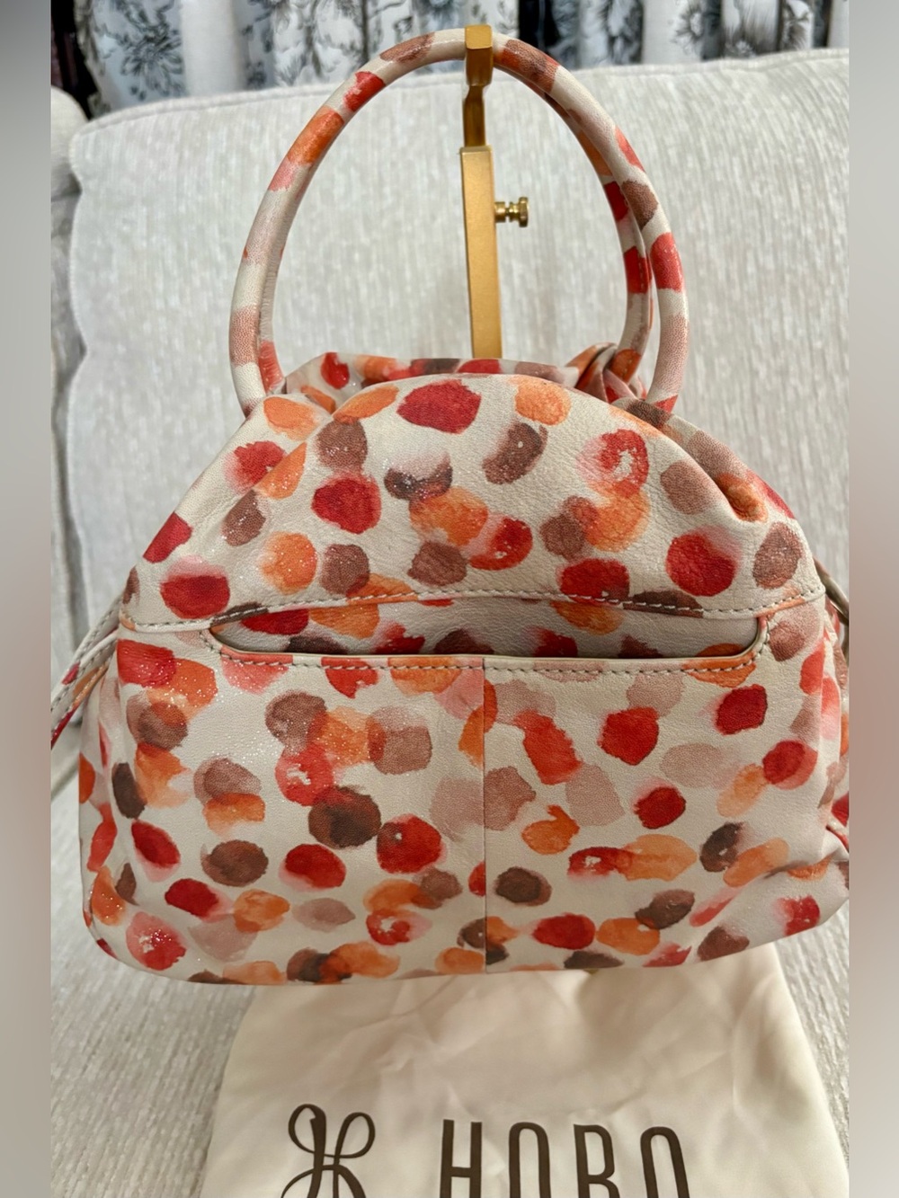NWOT Hobo Darling Small Satchel Dots Print Leather Crossbody Bag - Picture 2 of 10